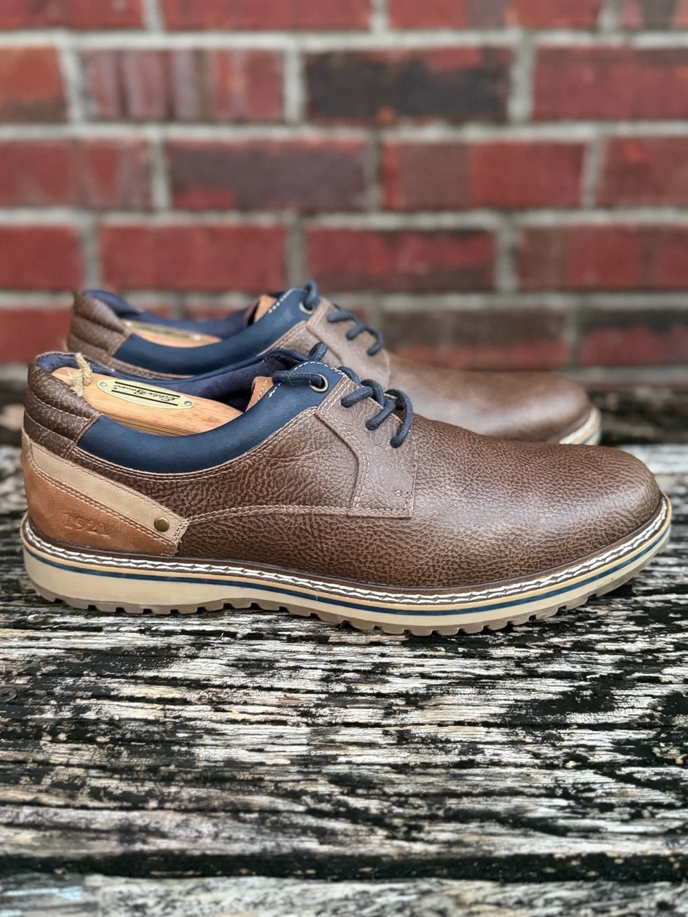 Freeman Jaxson Men’s Sz 9 Brown Casual Synthetic Leather Lace-Up Oxford Shoes P2